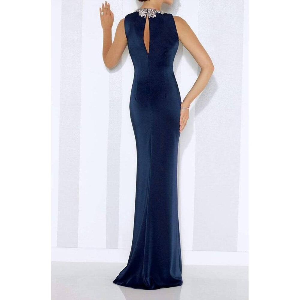 NEW CAMERON BLAKE long evening gown with keyhole back in navy - Picture 2 of 2